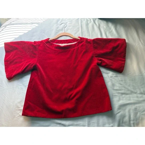 Alice Kathleen & Company Red Velvet Boat Neck Short Sleeve Top Size 10 Holiday - Picture 5 of 6